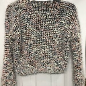 Pastel fuzzy cropped sweater